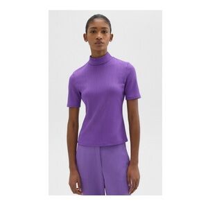 Theory Purple Short Sleeve Ribbed Top